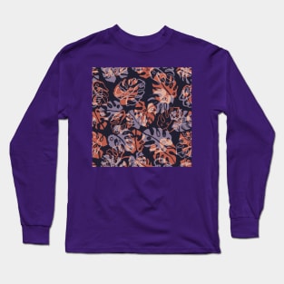 Purple Monstera Leaves Long Sleeve T-Shirt